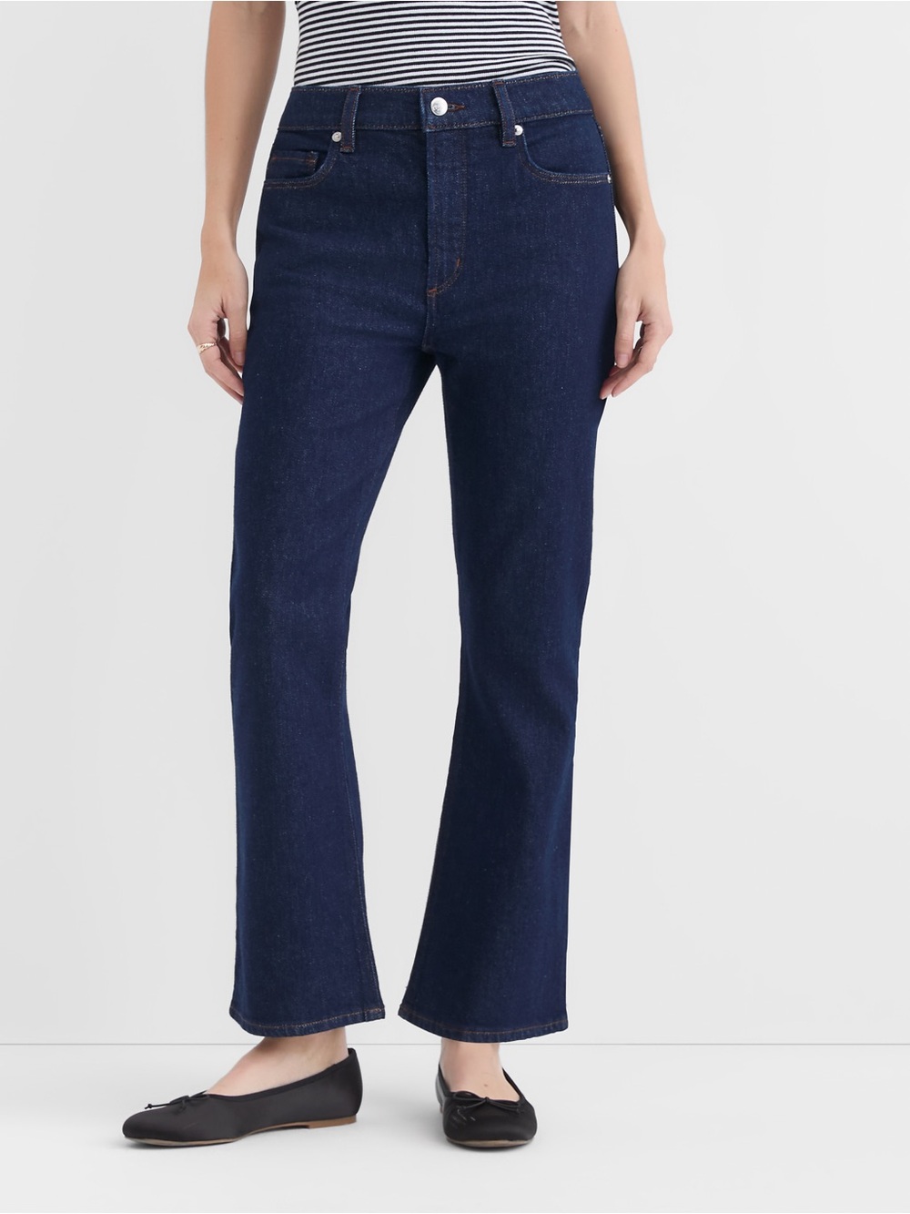 Loft Dark Wash Curvy Kick Crop Cotton Stretch Denim Jeans